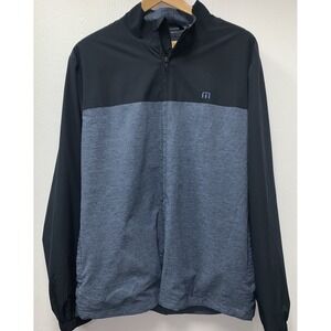 Travis Mathew Jacket Mens Large Gray Black Full Zip Performance Golf Windbreaker